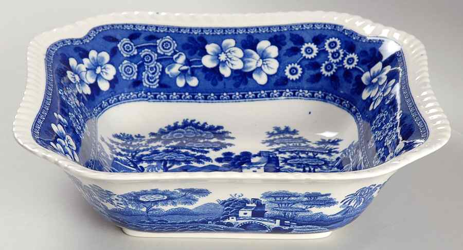 Tower Blue (No #, Older, Gadroon) 8" Square Vegetable Bowl by Spode-1