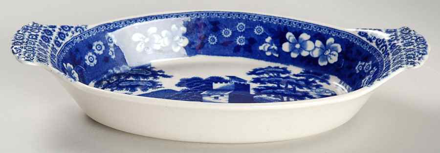 Tower Blue (No #, Older, Gadroon) 8" Augratin by Spode-1