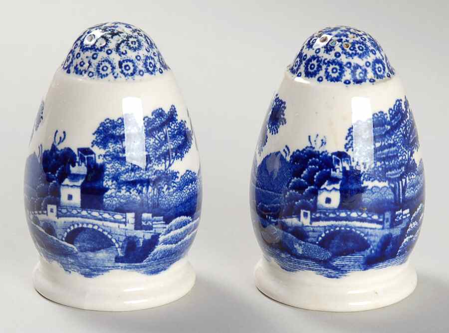Tower Blue (No #, Older, Gadroon) Salt & Pepper Set by Spode-1