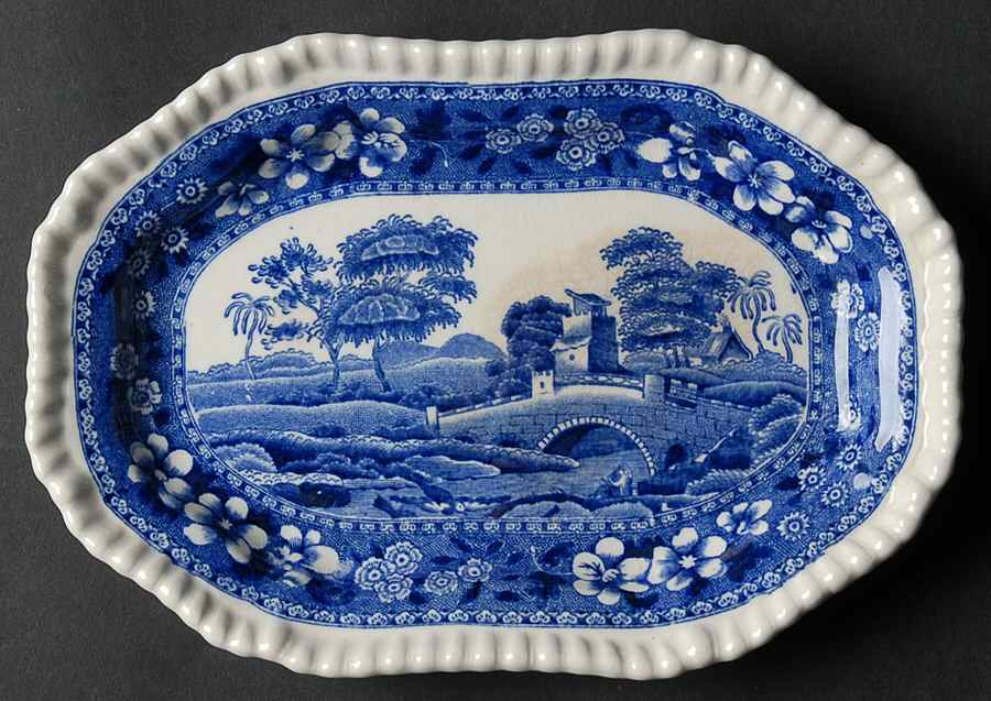 Tower Blue (No #, Older, Gadroon) Relish/Gravy Underplate by Spode-1