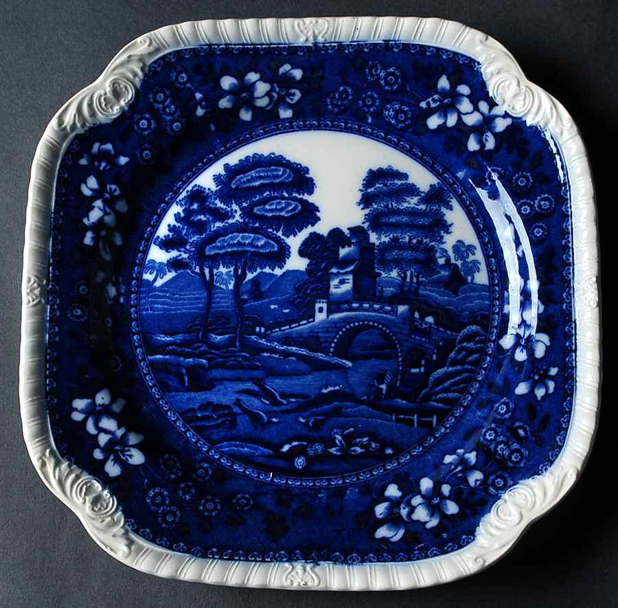Tower Blue (No #, Older, Gadroon) Square Luncheon Plate by Spode-1