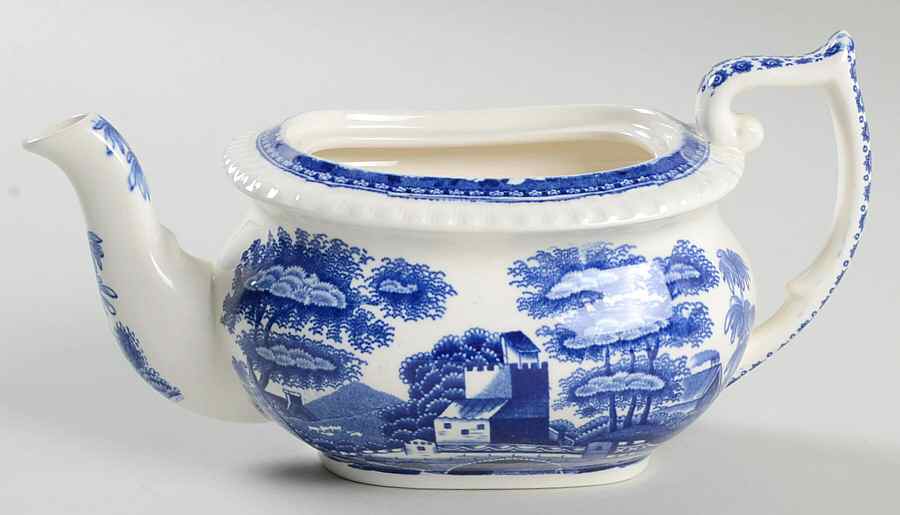 Tower Blue (No #, Older, Gadroon) Mini Teapot No Lid by Spode-1