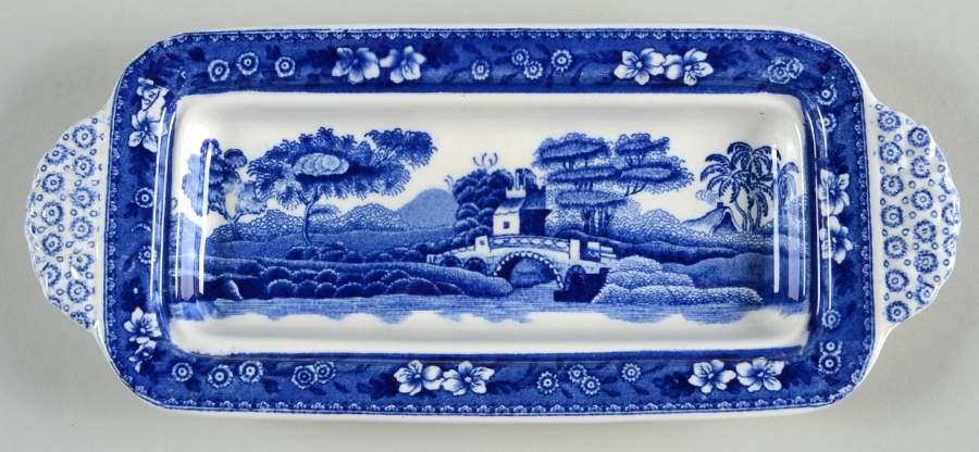 Tower Blue (No #, Older, Gadroon) 1/4 Lb Butter No Lid by Spode-1