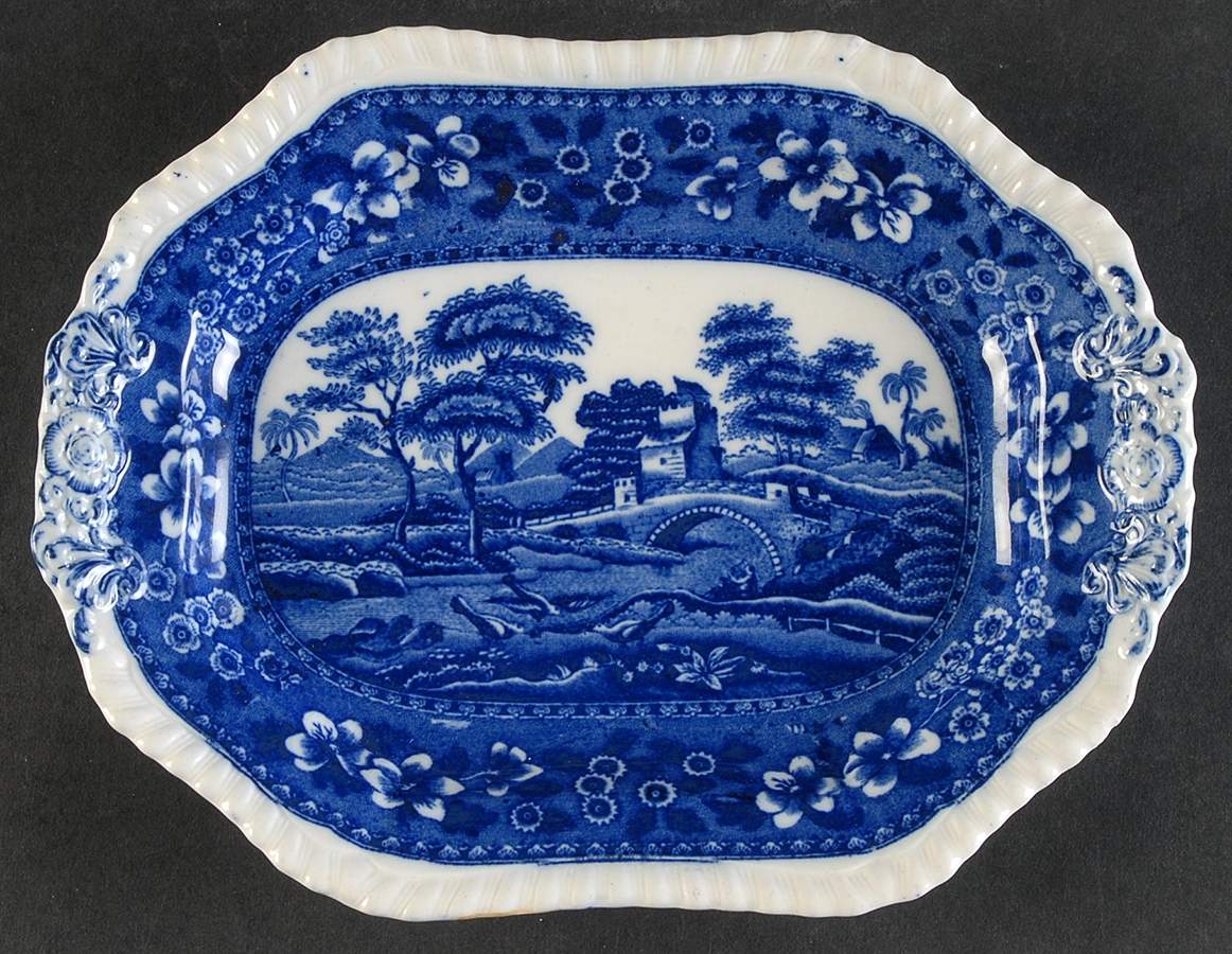 Tower Blue (No #, Older, Gadroon) Underplate for Sauce Boat by Spode-1