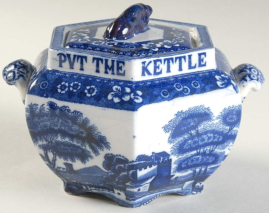 Tower Blue (No #, Older, Gadroon) Sugar Bowl & Lid by Spode-1