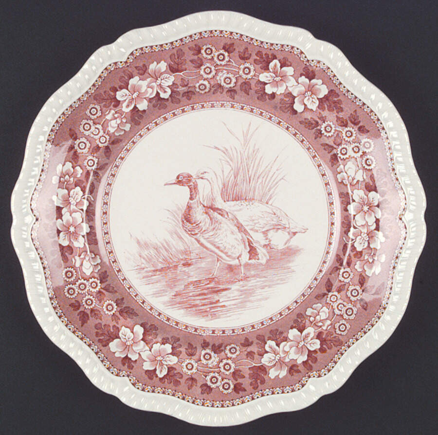 Tower Pink (Game Bird Center) Dinner Plate by Spode-1