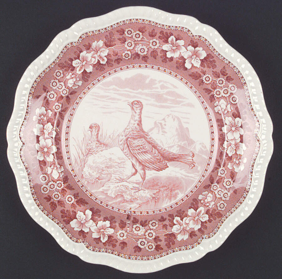 Tower Pink (Game Bird Center) Dinner Plate by Spode-1