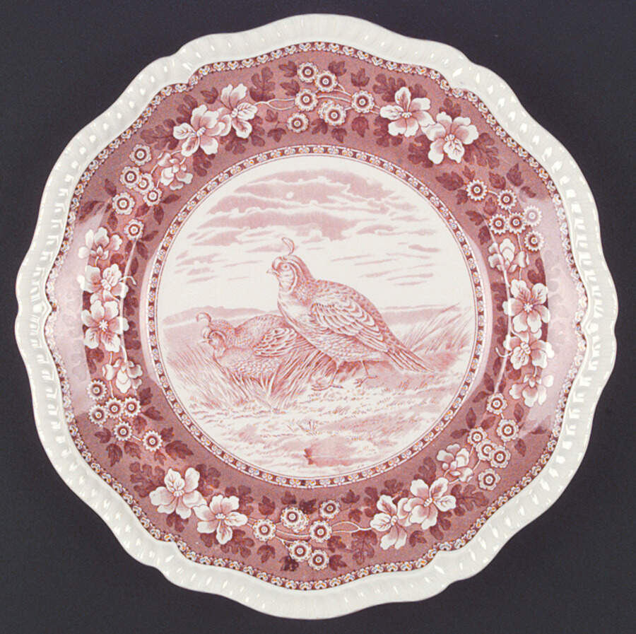 Tower Pink (Game Bird Center) Dinner Plate by Spode-1