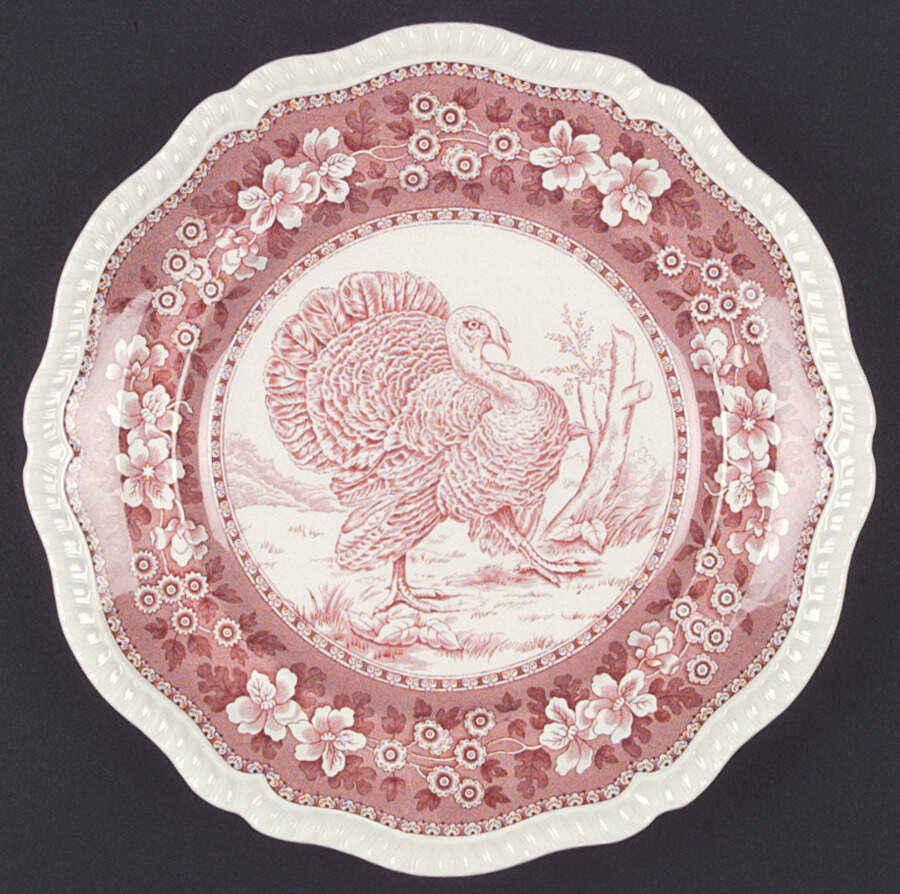 Tower Pink (Game Bird Center) Dinner Plate by Spode-1
