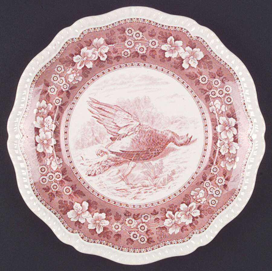 Tower Pink (Game Bird Center) Dinner Plate by Spode-1