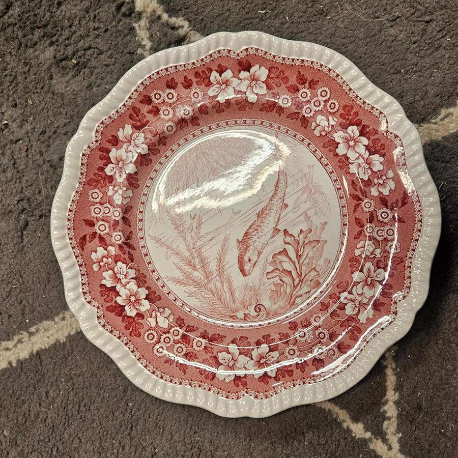 Tower Pink (Fish Center) Large Rim Soup Bowl by Spode-1