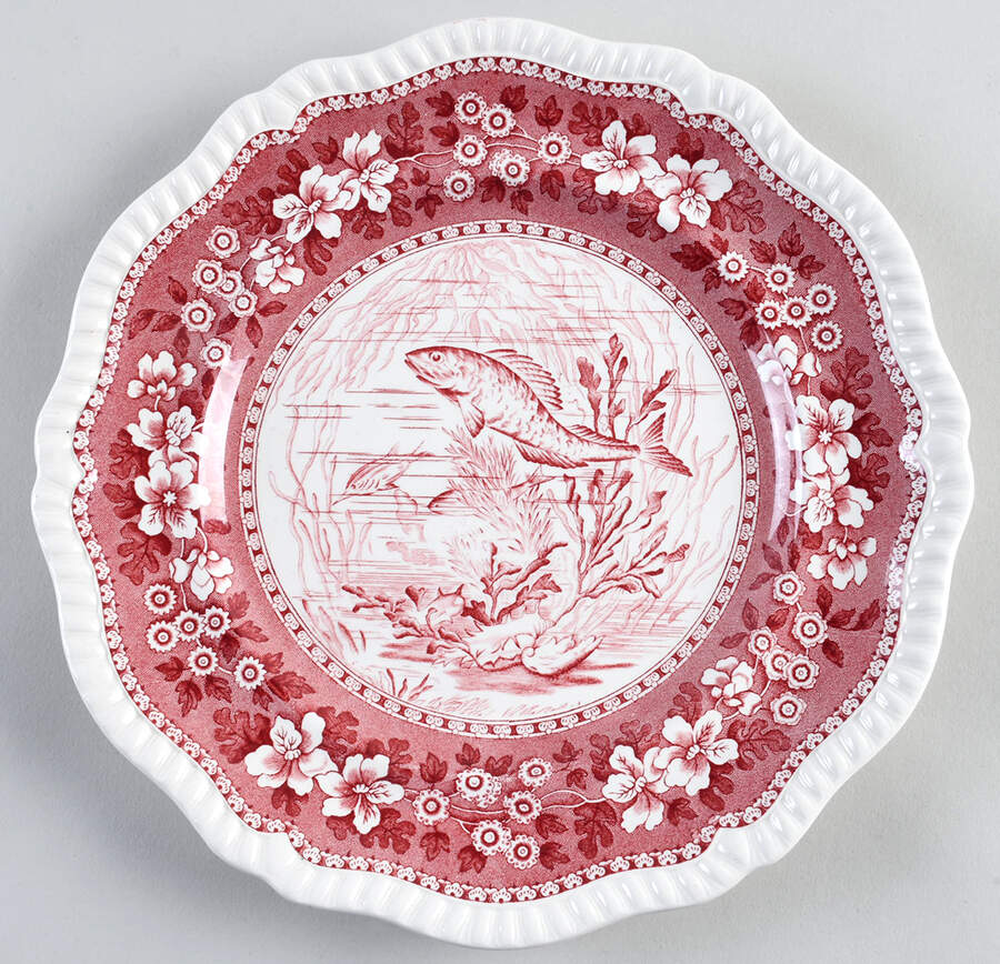 Tower Pink (Fish Center) Large Dinner Plate by Spode-1