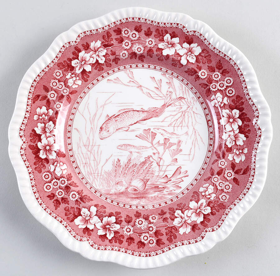 Tower Pink (Fish Center) Large Dinner Plate by Spode-1