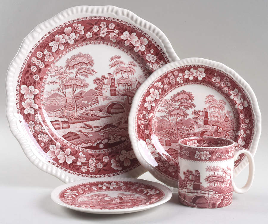 Tower Pink (Newer Backstamp) 4 Piece Place Setting by Spode-1