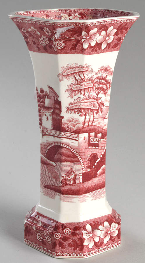 Tower Pink (Newer Backstamp) 8" Octagonal Vase by Spode-1