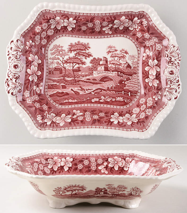 Tower Pink (Newer Backstamp) Rectangular Vegetable No Lid by Spode-1