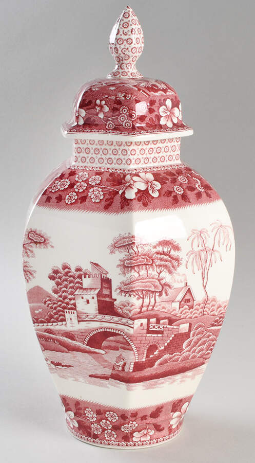Tower Pink (Newer Backstamp) Medium Hexagonal Ginger Jar & Lid by Spode-1