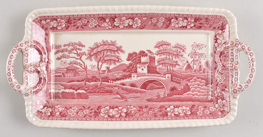 Tower Pink (Newer Backstamp) Large Sandwich Tray by Spode-1