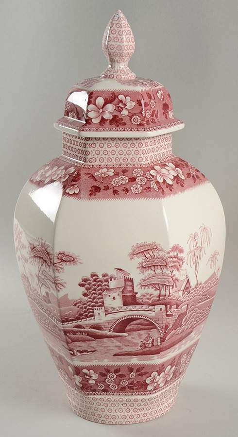 Tower Pink (Newer Backstamp) Large Hexagonal Ginger Jar & Lid by Spode-1
