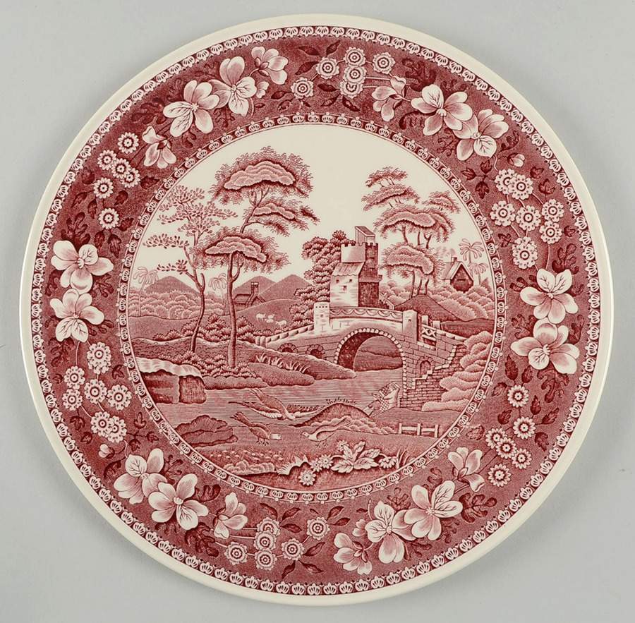 Tower Pink (Newer Backstamp) Cake Plate by Spode-1