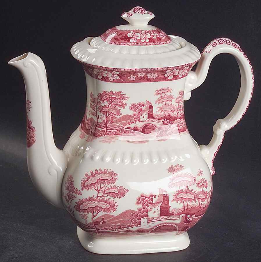 Tower Pink (Newer Backstamp) Coffee Pot & Lid by Spode-1