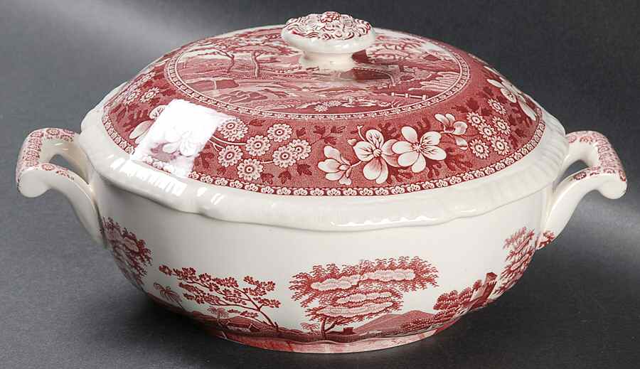 Tower Pink (Newer Backstamp) Round Covered Vegetable by Spode-1