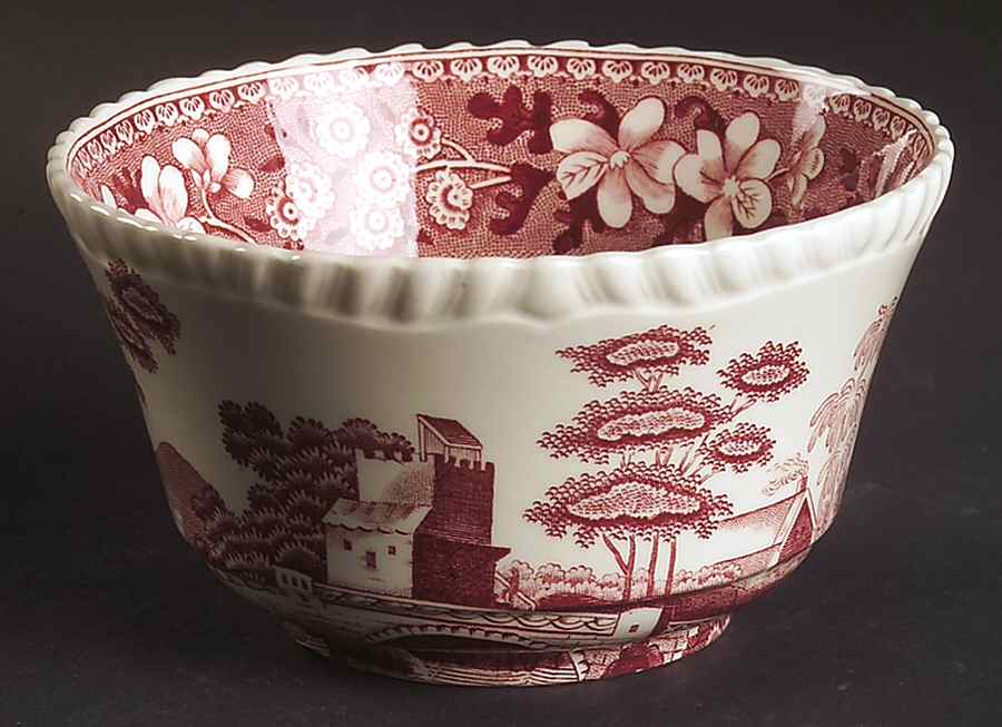 Tower Pink (Newer Backstamp) Cranberry Bowl by Spode-1