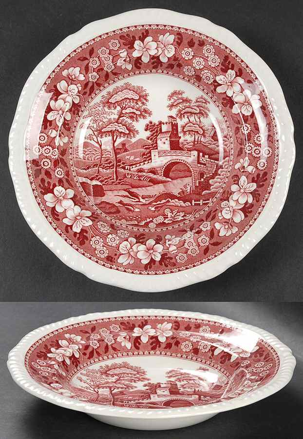 Tower Pink (Newer Backstamp) Rim Soup Bowl by Spode-1