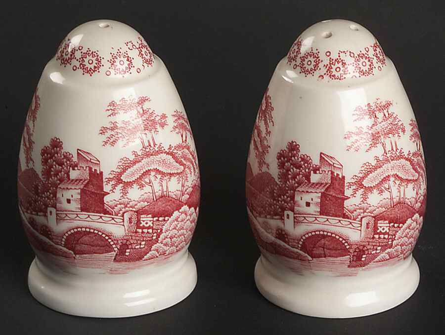 Tower Pink (Newer Backstamp) Salt & Pepper Set by Spode-1
