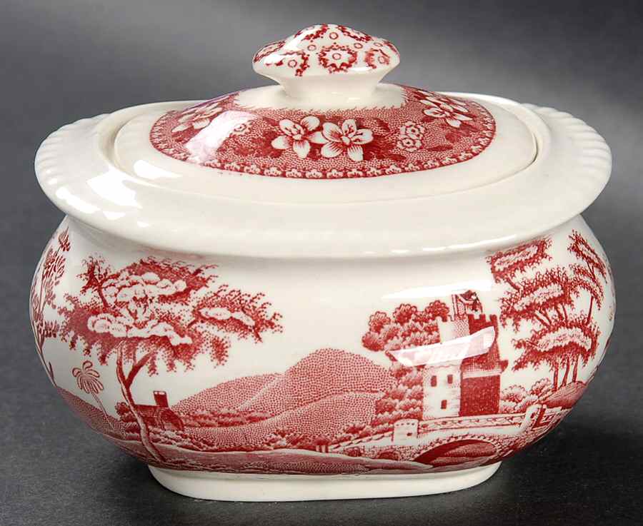 Tower Pink (Newer Backstamp) Mini Sugar Bowl & Lid by Spode-1
