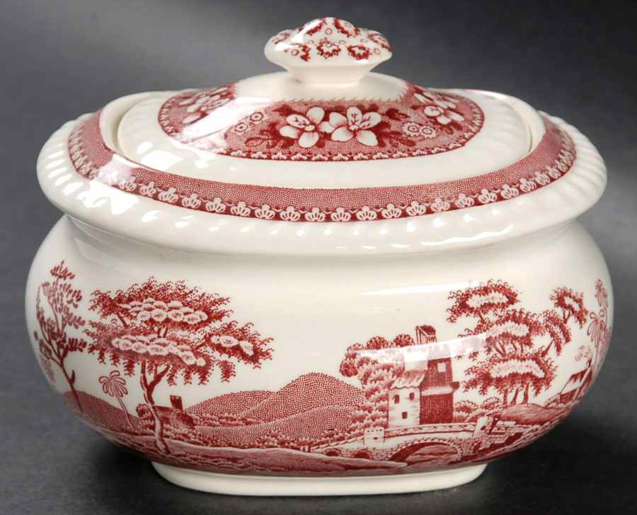 Tower Pink (Newer Backstamp) Sugar Bowl & Lid by Spode-1