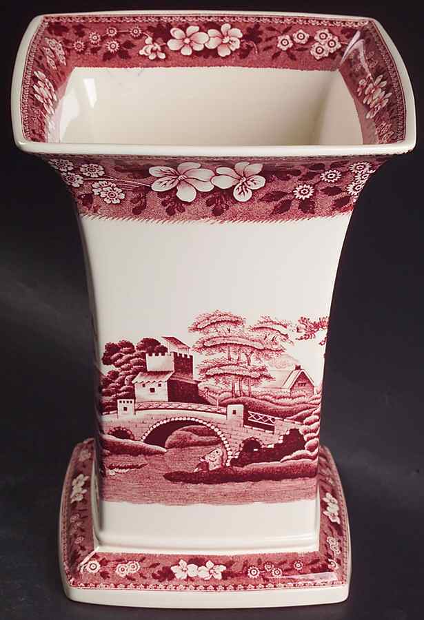 Tower Pink (Newer Backstamp) 8" Square Vase by Spode-1