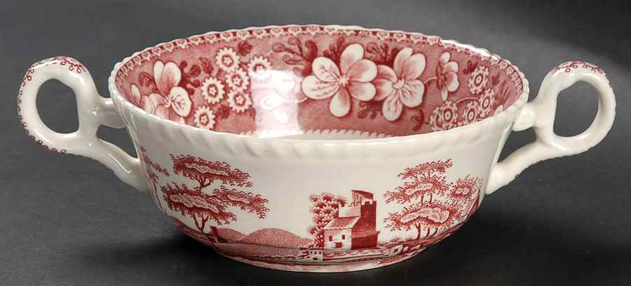 Tower Pink (Newer Backstamp) Flat Cream Soup Bowl by Spode-1