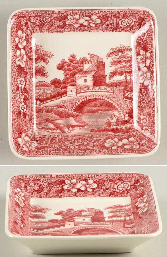 Tower Pink (Older Backstamp) Square Ashtray by Spode-1