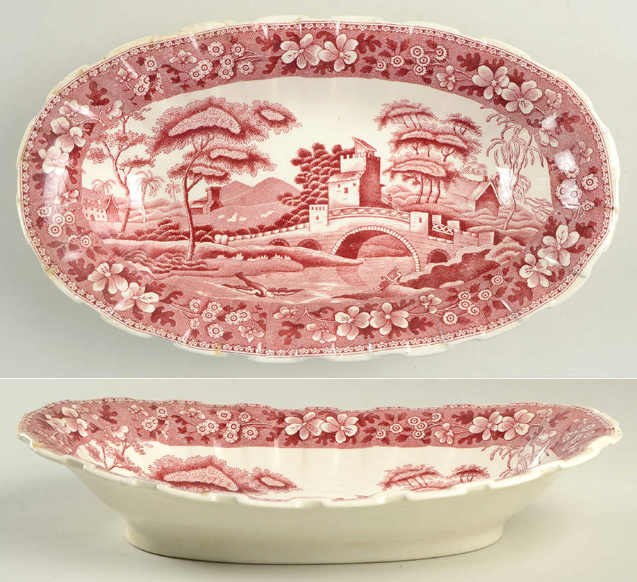 Tower Pink (Older Backstamp) 11" Oval Bowl by Spode-1