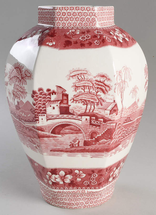 Tower Pink (Older Backstamp) Hexagonal Vase, No Lid by Spode-1