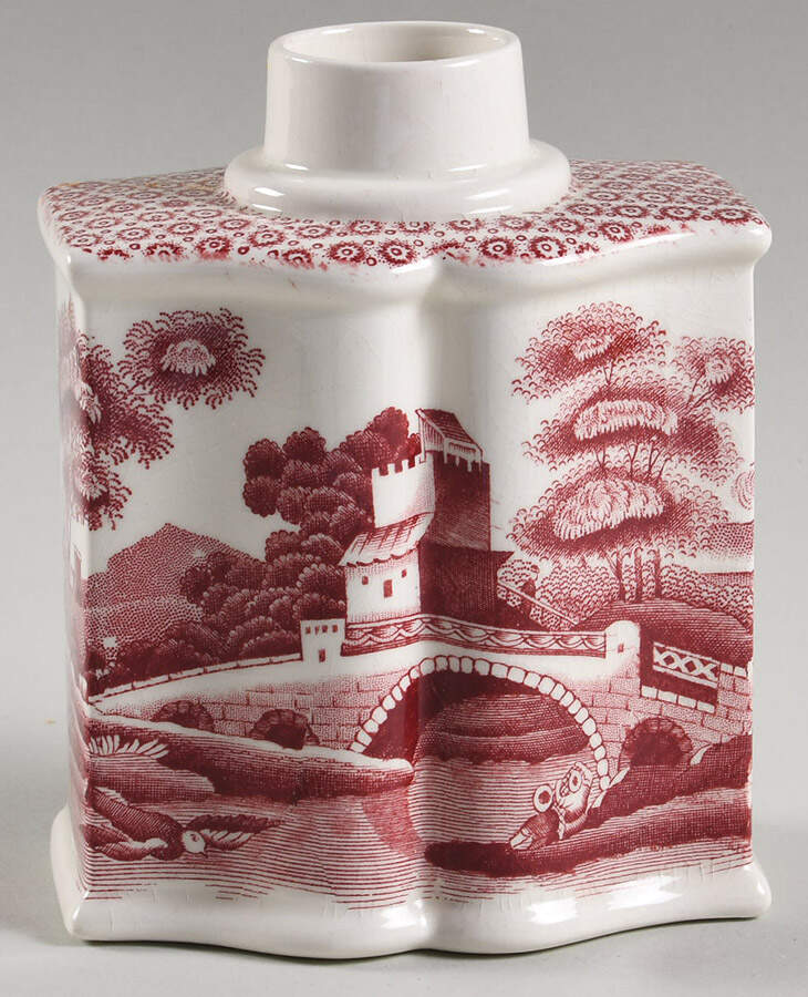 Tower Pink (Older Backstamp) Tea Caddy No Lid by Spode-1