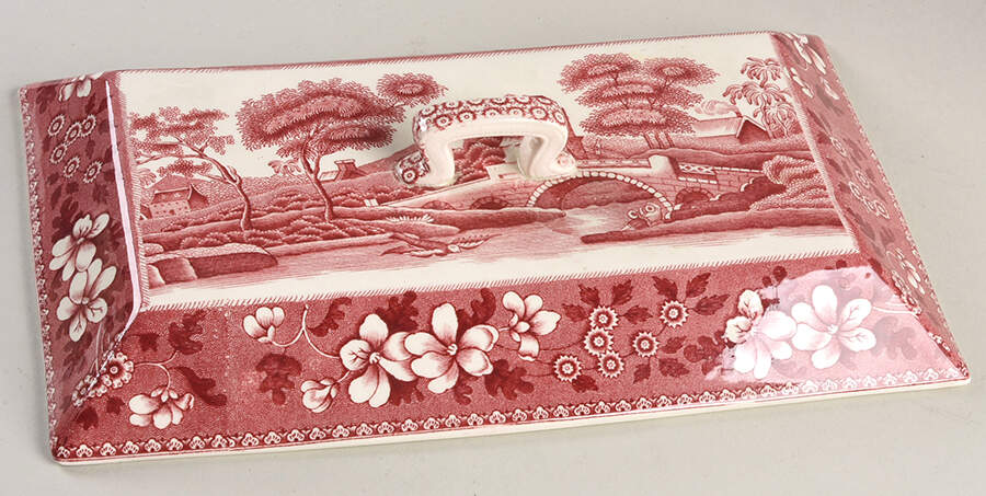 Tower Pink (Older Backstamp) Lid for Rectangular Covered Divided Vegetable by Spode-1