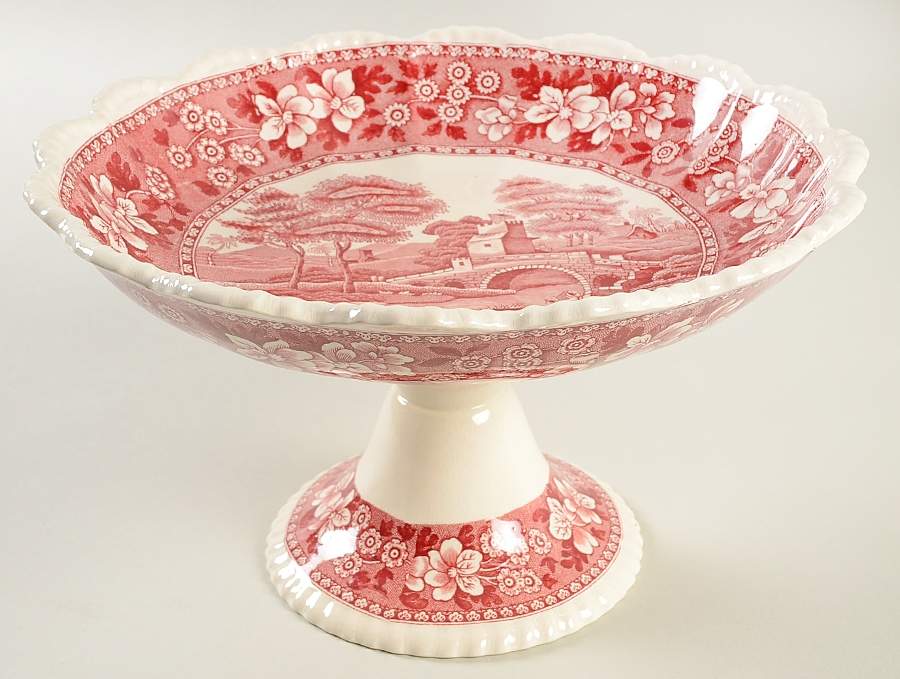 Tower Pink (Older Backstamp) Flared Round Compote (Height X Width) by Spode-1