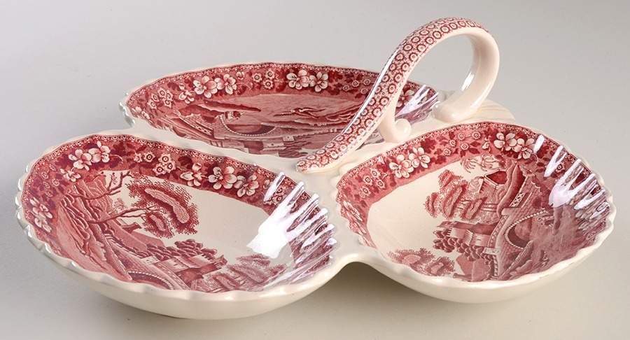 Tower Pink (Older Backstamp) 3-Part Relish by Spode-1