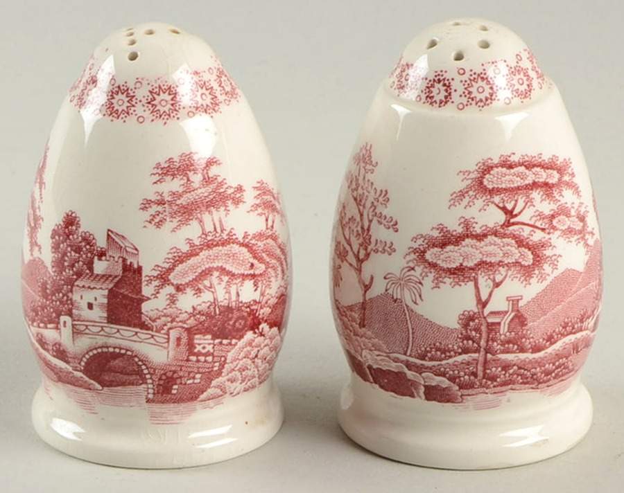 Tower Pink (Older Backstamp) Salt & Pepper Set by Spode-1
