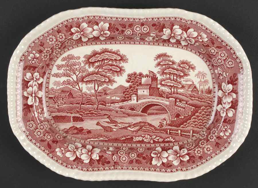 Tower Pink (Older Backstamp) 10" Oval Serving Platter by Spode-1