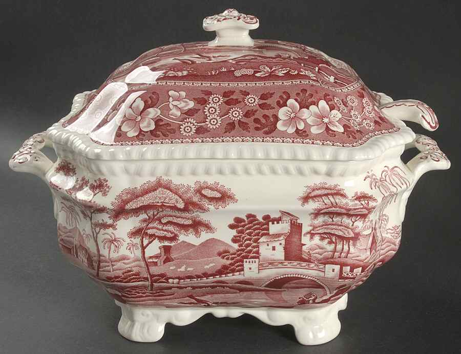 Tower Pink (Older Backstamp) Tureen & Lid w/Ladle by Spode-1