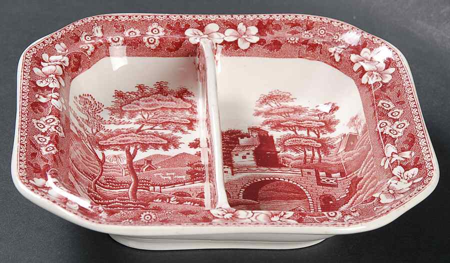 Tower Pink (Older Backstamp) 2-Part Relish by Spode-1