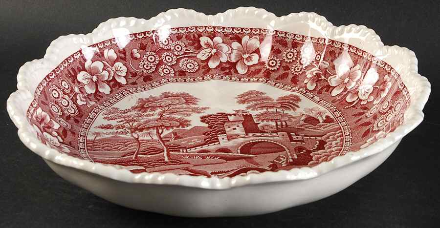 Tower Pink (Older Backstamp) 10" Shallow Round Bowl by Spode-1