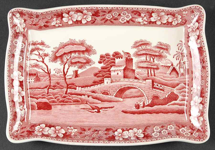 Tower Pink (Older Backstamp) Hors d'Oeuvre Tray by Spode-1