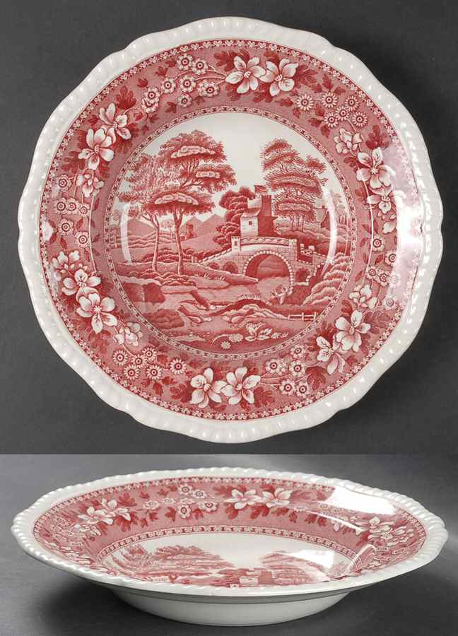 Tower Pink (Older Backstamp) Large Rim Soup Bowl by Spode-1