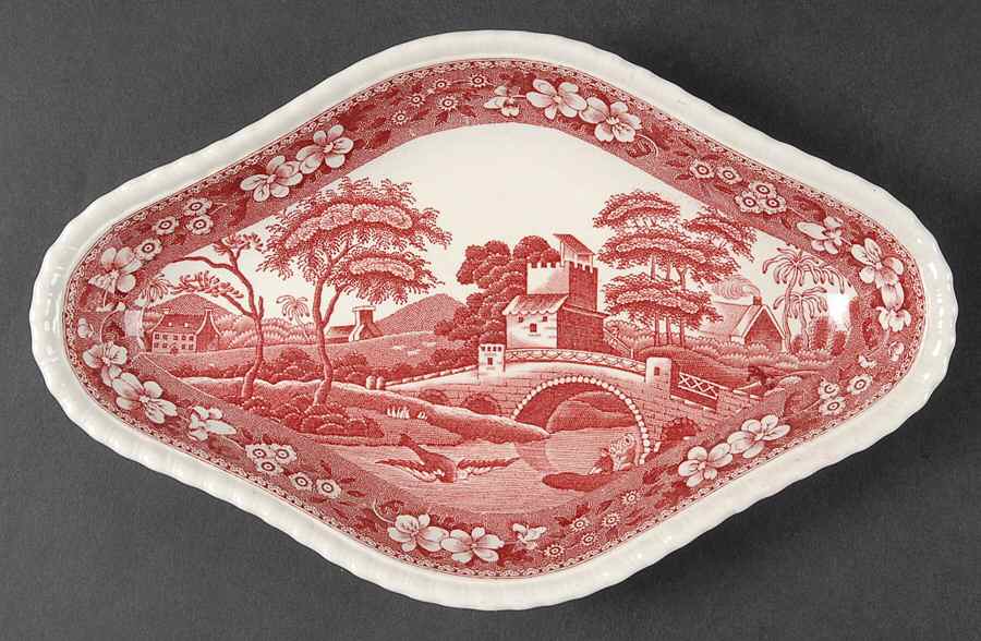 Tower Pink (Older Backstamp) Pickle Dish by Spode-1