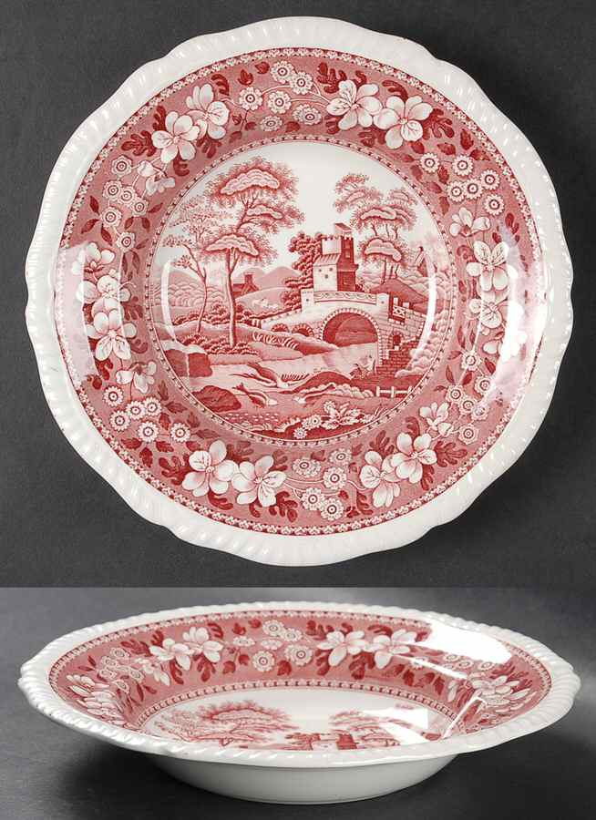 Tower Pink (Older Backstamp) Rim Soup Bowl by Spode-1