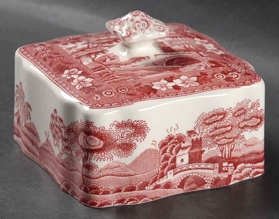 Tower Pink (Older Backstamp) Lid for Square Butter by Spode-1